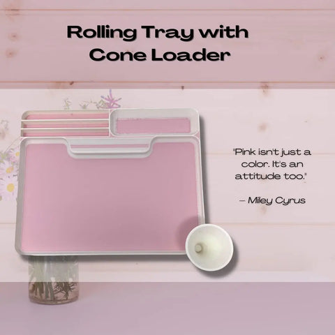 Portable Pink Rolling Tray And Cone Loader Combo – Made In USA Chatelet Manufacturing 