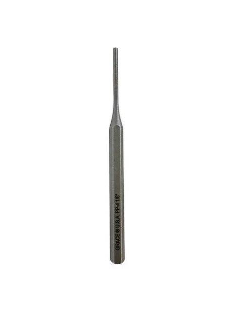 The Grace USA PS-7 Individual Punch features a long, narrow metal tip and thick handle, labeled GRACE USA PR1 1/16”, shown vertically on a white background as part of their American-made punches collection.