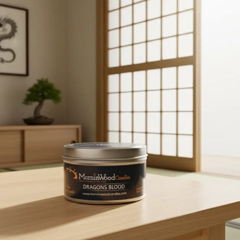 Premium Dragon’s Blood Soy Candle Tin 7oz – Long Lasting 35 Hour Burn | Handcrafted in USA by MorninWood MorninWood Candles  Candles
