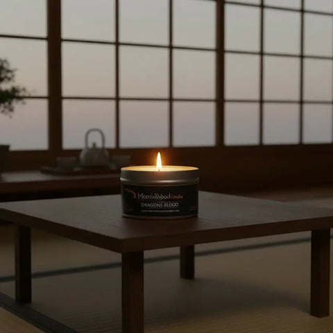 Premium Dragon’s Blood Soy Candle Tin 7oz – Long Lasting 35 Hour Burn | Handcrafted in USA by MorninWood MorninWood Candles  Candles