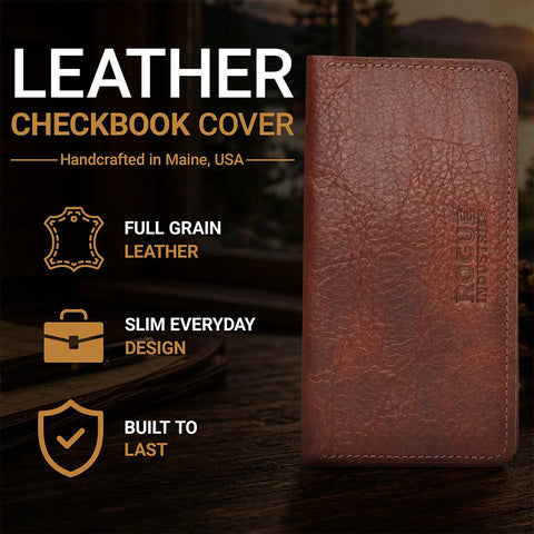 Premium Full Grain Leather Checkbook Cover – Handcrafted in Maine | Made in USA Rogue Industries 