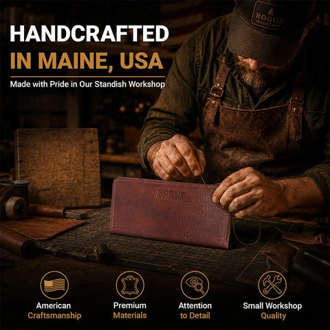 Premium Full Grain Leather Checkbook Cover – Handcrafted in Maine | Made in USA Rogue Industries 