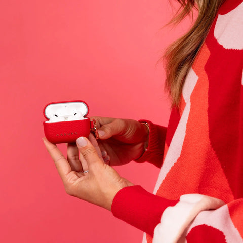 Premium Leather AirPods Case 2.75 Inch Red – Slim Fit | Made in USA CASUPO  Small Leather Goods