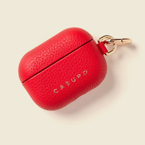 Premium Leather AirPods Case 2.75 Inch Red – Slim Fit | Made in USA CASUPO  Small Leather Goods