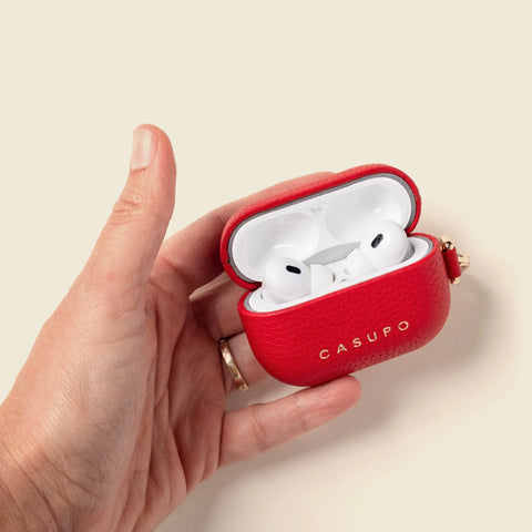 Premium Leather AirPods Case 2.75 Inch Red – Slim Fit | Made in USA CASUPO  Small Leather Goods