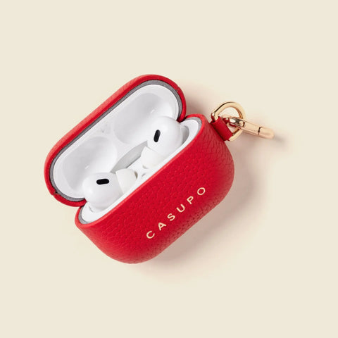Premium Leather AirPods Case 2.75 Inch Red – Slim Fit | Made in USA CASUPO  Small Leather Goods