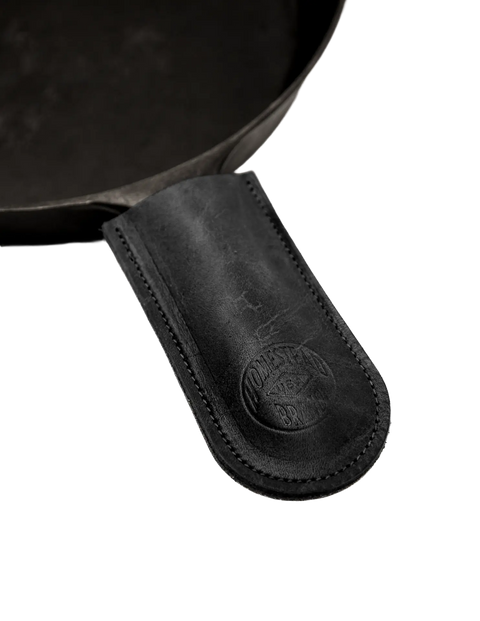 Premium Leather Skillet Handle Sleeve – Cast Iron Cover | Made in USA Homestead Brand 