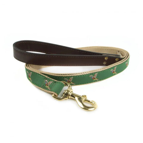 Premium Leather and Ribbon Dog Leash – Patriotic Design with Brass Hardware | Made in USA by Auburn Leathercrafters Auburn Leathercrafters  item