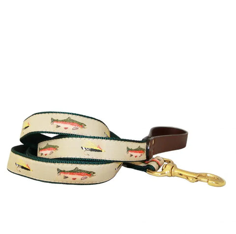 Premium Leather and Ribbon Dog Leash – Patriotic Design with Brass Hardware | Made in USA by Auburn Leathercrafters Auburn Leathercrafters  item