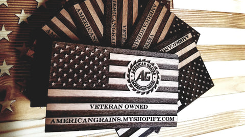 Premium Magnetic Business Cards 100+ Custom Laser Engraved Wood Cards | Made in USA American Grains LLC  Buisness Cards