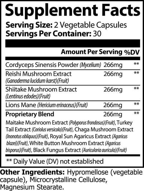 Premium Mushroom Complex 10X Capsules – Brain Support Supplement | Made in USA Norri Nutrition  Natural Extracts