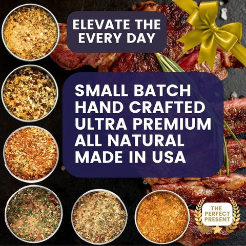Premium Steak and Beef Seasoning Set – 6 XL Tins Handcrafted for Bold Flavor | Made in USA Gustus Vitae  Collections & Gift Sets