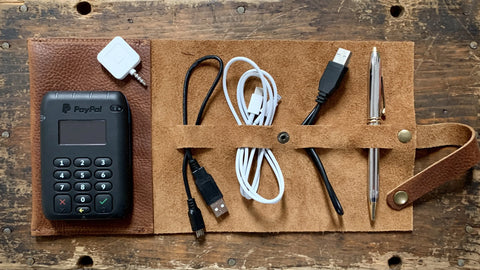 Premium Top-Grain Leather Tech Organizer – Compact Accessory Case | Made in USA Rogue Industries  Cord Roll Up
