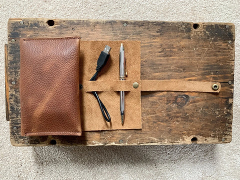 Premium Top-Grain Leather Tech Organizer – Compact Accessory Case | Made in USA Rogue Industries  Cord Roll Up