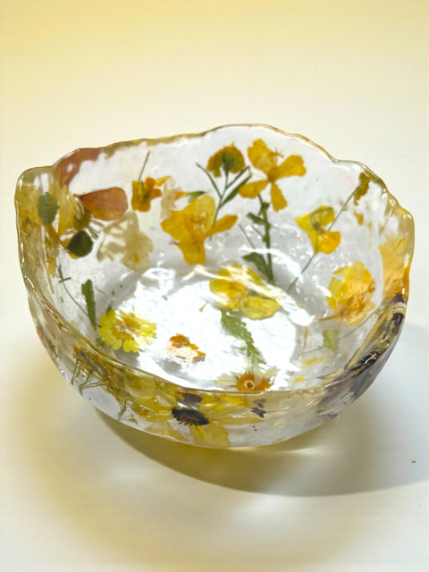 Pressed Flower Resin Decorative Bowl 5 Inch Diameter – Handcrafted Art Piece | Made in USA by Michelle Marie Boutique Michelle Marie Boutique  Decorative Bowl