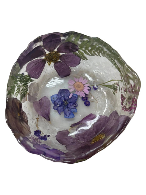 Pressed Flower Resin Decorative Bowl 5 Inch Diameter – Handcrafted Art Piece | Made in USA by Michelle Marie Boutique Michelle Marie Boutique  Decorative Bowl