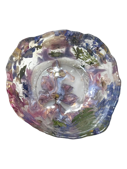 Pressed Flower Resin Decorative Bowl 5 Inch Diameter – Handcrafted Art Piece | Made in USA by Michelle Marie Boutique Michelle Marie Boutique  Decorative Bowl