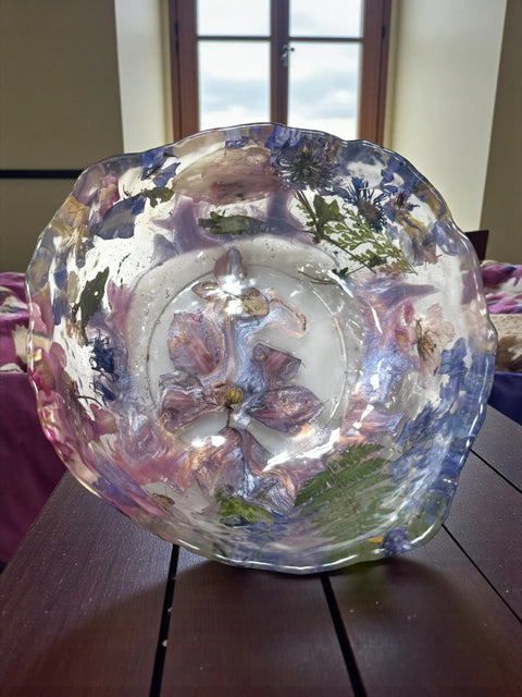 Pressed Flower Resin Decorative Bowl 5 Inch Diameter – Handcrafted Art Piece | Made in USA by Michelle Marie Boutique Michelle Marie Boutique  Decorative Bowl