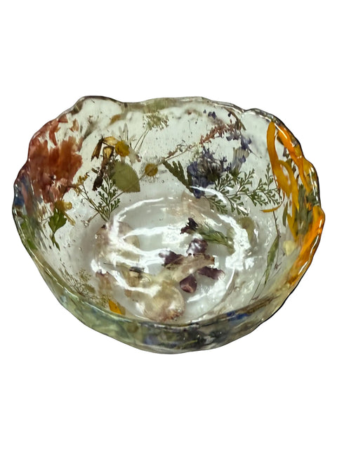 Pressed Flower Resin Decorative Bowl 5 Inch Diameter – Handcrafted Art Piece | Made in USA by Michelle Marie Boutique Michelle Marie Boutique  Decorative Bowl