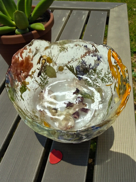 Pressed Flower Resin Decorative Bowl 5 Inch Diameter – Handcrafted Art Piece | Made in USA by Michelle Marie Boutique Michelle Marie Boutique  Decorative Bowl