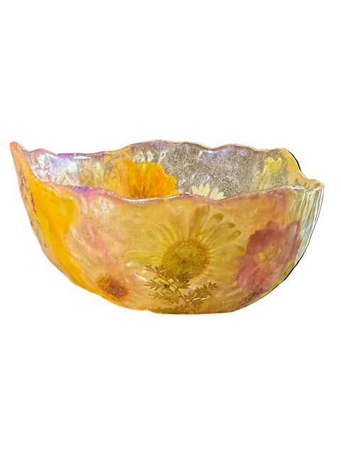 Pressed Flower Resin Decorative Bowl 5 Inch Diameter – Handcrafted Art Piece | Made in USA by Michelle Marie Boutique Michelle Marie Boutique  Decorative Bowl