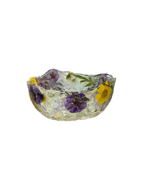 Pressed Flower Resin Decorative Bowl 5 Inch Diameter – Handcrafted Art Piece | Made in USA by Michelle Marie Boutique Michelle Marie Boutique  Decorative Bowl