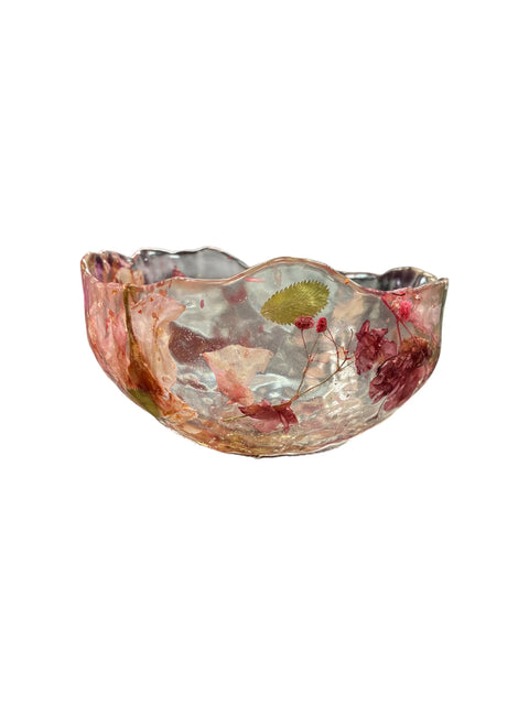 Pressed Flower Resin Decorative Bowl 5 Inch Diameter – Handcrafted Art Piece | Made in USA by Michelle Marie Boutique Michelle Marie Boutique  Decorative Bowl