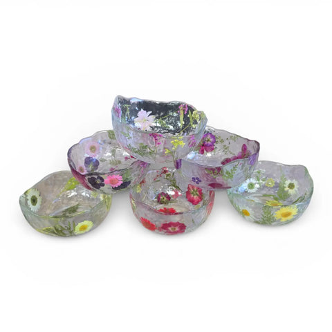 Pressed Flower Resin Decorative Bowl 5 Inch Diameter – Handcrafted Art Piece | Made in USA by Michelle Marie Boutique Michelle Marie Boutique  Decorative Bowl