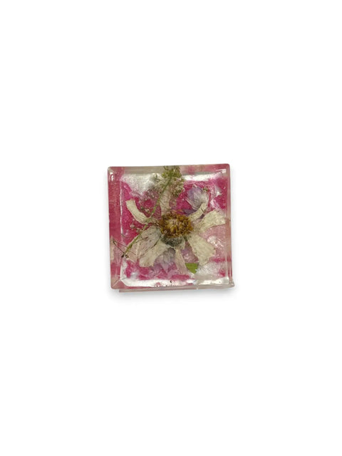 Pressed Flower Resin Magnet 2 Inch Square – Handcrafted Botanical Fridge Decor with Glitter Accents | Made in USA Michelle Marie Boutique  Magnet