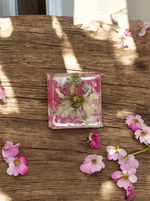 Pressed Flower Resin Magnet 2 Inch Square – Handcrafted Botanical Fridge Decor with Glitter Accents | Made in USA Michelle Marie Boutique  Magnet