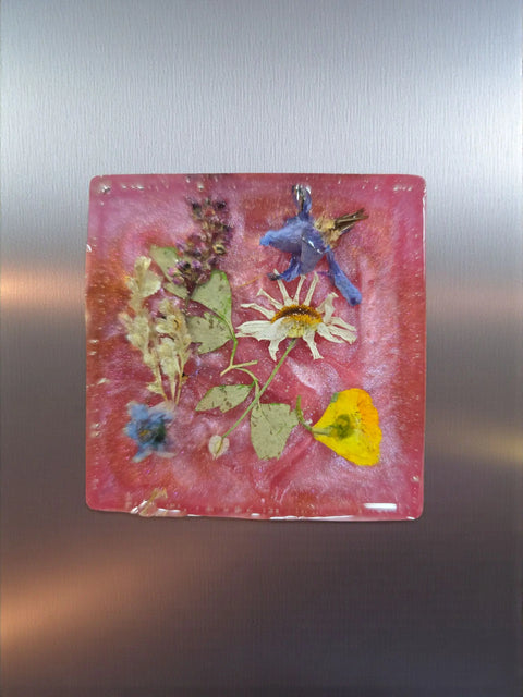 Pressed Flower Resin Magnet 2 Inch Square – Handcrafted Botanical Fridge Decor with Glitter Accents | Made in USA Michelle Marie Boutique  Magnet