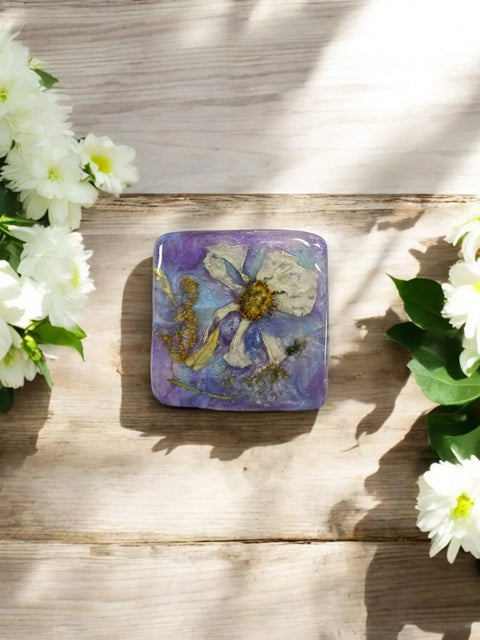 Pressed Flower Resin Magnet 2 Inch Square – Handcrafted Botanical Fridge Decor with Glitter Accents | Made in USA Michelle Marie Boutique  Magnet