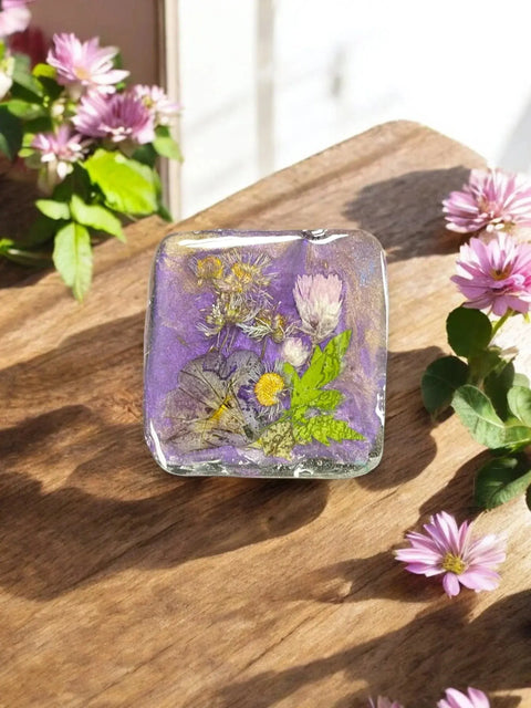 Pressed Flower Resin Magnet 2 Inch Square – Handcrafted Botanical Fridge Decor with Glitter Accents | Made in USA Michelle Marie Boutique  Magnet