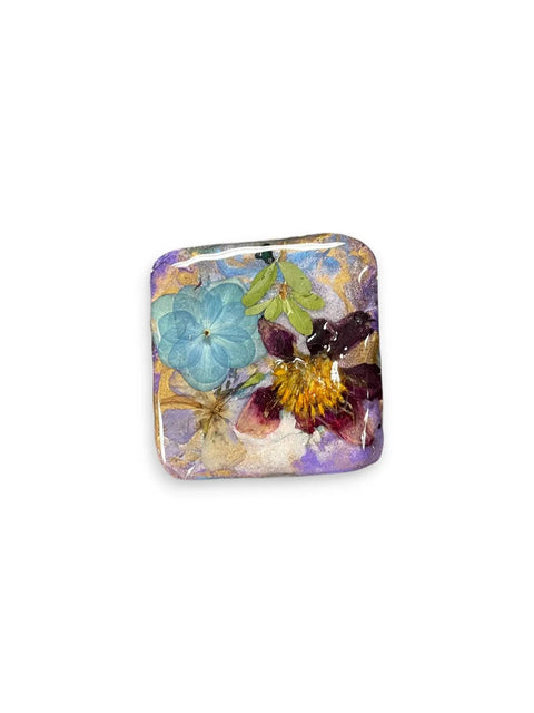 Pressed Flower Resin Magnet 2 Inch Square – Handcrafted Botanical Fridge Decor with Glitter Accents | Made in USA Michelle Marie Boutique  Magnet