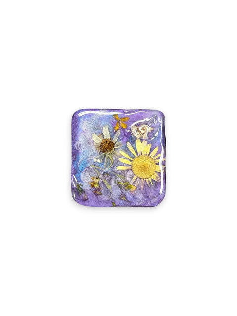 Pressed Flower Resin Magnet 2 Inch Square – Handcrafted Botanical Fridge Decor with Glitter Accents | Made in USA Michelle Marie Boutique  Magnet