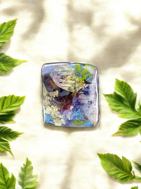 Pressed Flower Resin Magnet 2 Inch Square – Handcrafted Botanical Fridge Decor with Glitter Accents | Made in USA Michelle Marie Boutique  Magnet