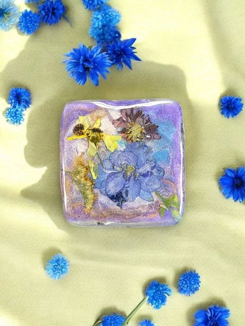 Pressed Flower Resin Magnet 2 Inch Square – Handcrafted Botanical Fridge Decor with Glitter Accents | Made in USA Michelle Marie Boutique  Magnet