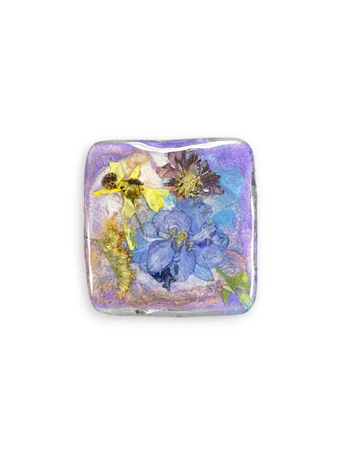 Pressed Flower Resin Magnet 2 Inch Square – Handcrafted Botanical Fridge Decor with Glitter Accents | Made in USA Michelle Marie Boutique  Magnet