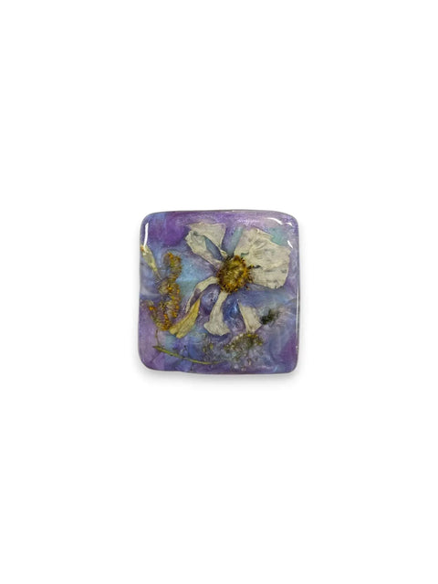 Pressed Flower Resin Magnet 2 Inch Square – Handcrafted Botanical Fridge Decor with Glitter Accents | Made in USA Michelle Marie Boutique  Magnet