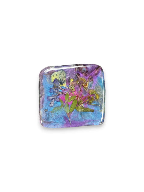 Pressed Flower Resin Magnet 2 Inch Square – Handcrafted Botanical Fridge Decor with Glitter Accents | Made in USA Michelle Marie Boutique  Magnet