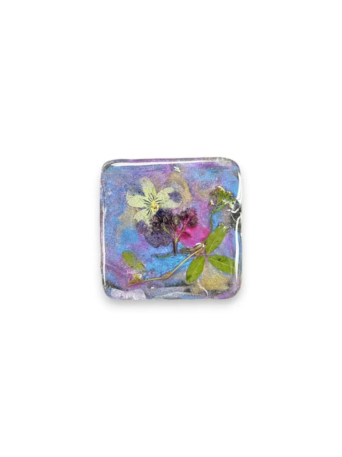 Pressed Flower Resin Magnet 2 Inch Square – Handcrafted Botanical Fridge Decor with Glitter Accents | Made in USA Michelle Marie Boutique  Magnet