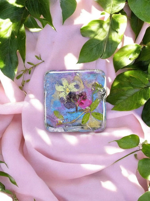 Pressed Flower Resin Magnet 2 Inch Square – Handcrafted Botanical Fridge Decor with Glitter Accents | Made in USA Michelle Marie Boutique  Magnet