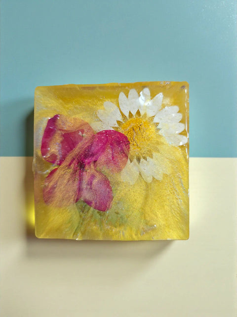Pressed Flower Resin Magnet 2 Inch Square – Handcrafted Botanical Fridge Decor with Glitter Accents | Made in USA Michelle Marie Boutique  Magnet