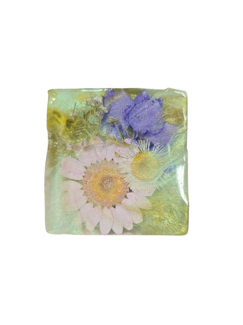 Pressed Flower Resin Magnet 2 Inch Square – Handcrafted Botanical Fridge Decor with Glitter Accents | Made in USA Michelle Marie Boutique  Magnet