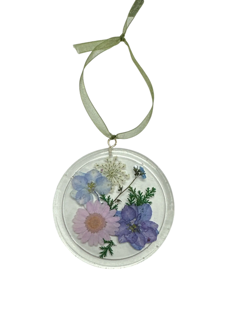 Pressed Flower Resin Suncatcher – 3 Inch Round Botanical Window Ornament | Made in USA Michelle Marie Boutique  Suncatchers