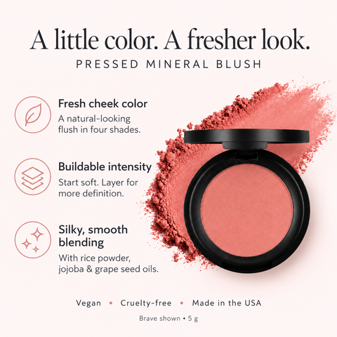Organic Pressed Blush Powder 0.18 oz – Lightweight Buildable Face Makeup with Botanical Oils | Made in USA Taylor Made Organics  blush