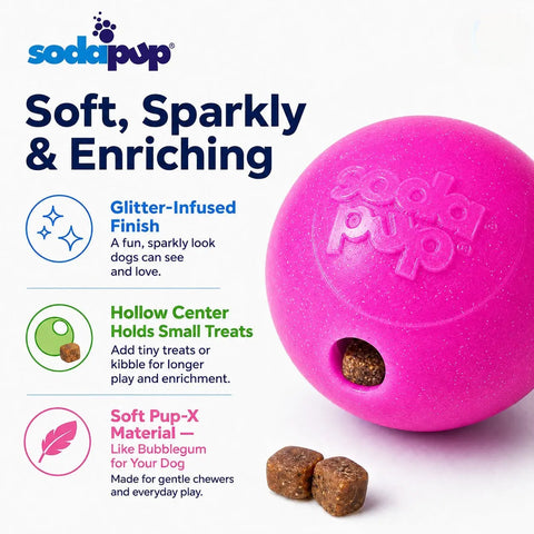Princess Pack 2-Pack Dog Toy | Pink Glitter Ball + Unicorn Horn Chew Toy | USA Made SodaPup  Dog Toy Bundles