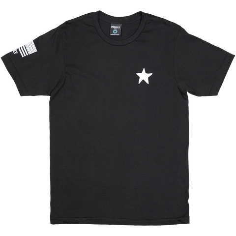 Men's Black Cotton Patriotic T-Shirt – Made in USA | Proudly Star Graphic Tee Proudly USA  T-shirt