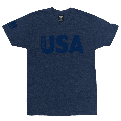 Men's Heather Denim Tri-Blend T-Shirt – Patriotic USA Graphic Tee | Made in USA Proudly USA  T-shirt