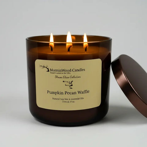 Pumpkin Pecan Waffle Soy Candle 17 Oz – 3 Wick Long-Lasting Burn – Hand-Poured Home Fragrance | Made in USA MorninWood Candles  3 Wick Candle